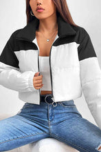 Load image into Gallery viewer, Collared Neck Color Block Puffer Jacket

