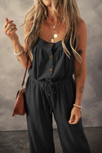 Load image into Gallery viewer, Waffle-Knit Drawstring Wide Strap Jumpsuit
