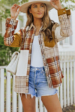 Load image into Gallery viewer, Double Take Plaid Color Block Dropped Shoulder Shacket
