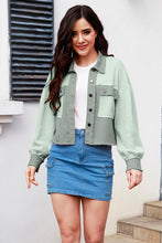 Load image into Gallery viewer, Button Up Raw Hem Long Sleeve Jacket
