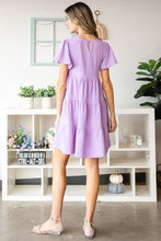 Load image into Gallery viewer, Heimish Full Size Swiss Dot Short Sleeve Tiered Dress
