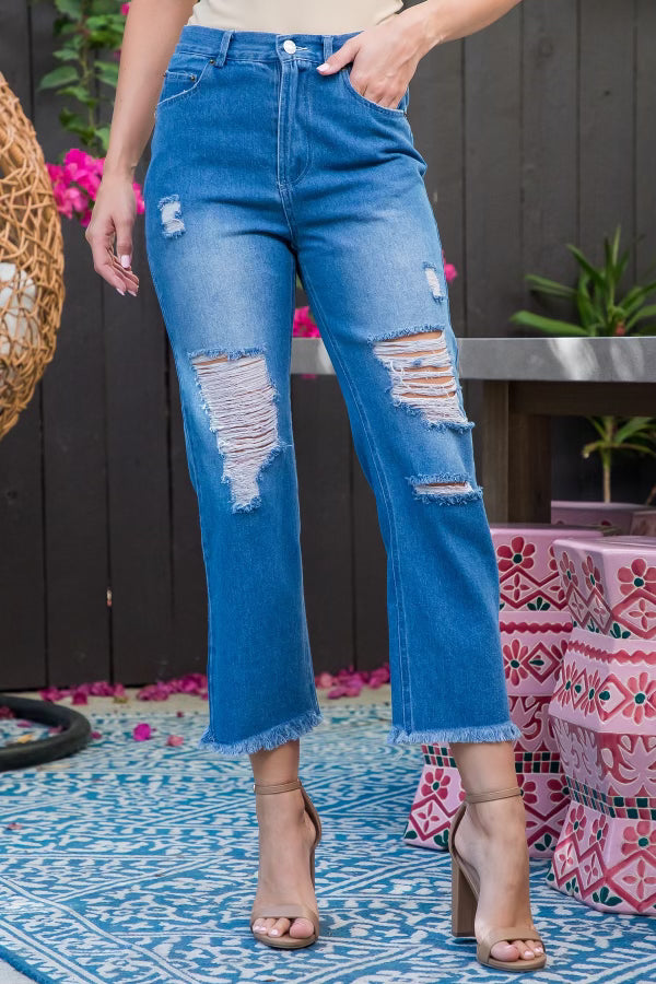 Blue Distressed ‘Mom Jeans’