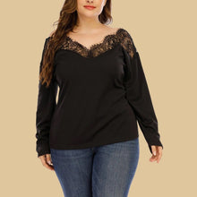 Load image into Gallery viewer, Black Laced Plus Size Top
