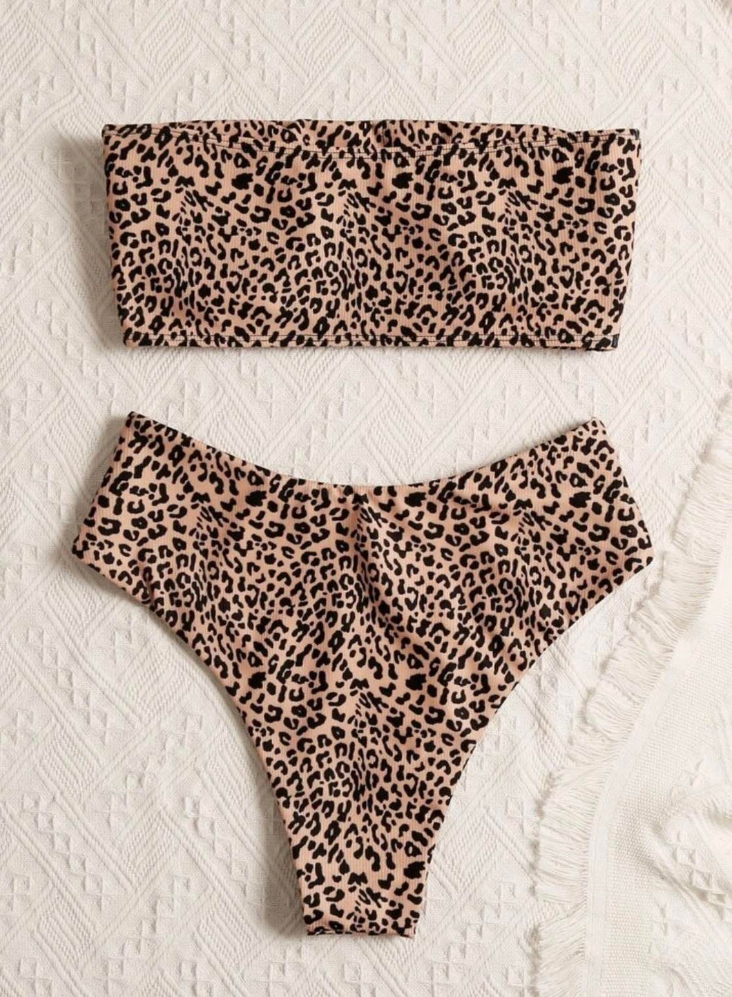 Strapless Leopard Print Bikini