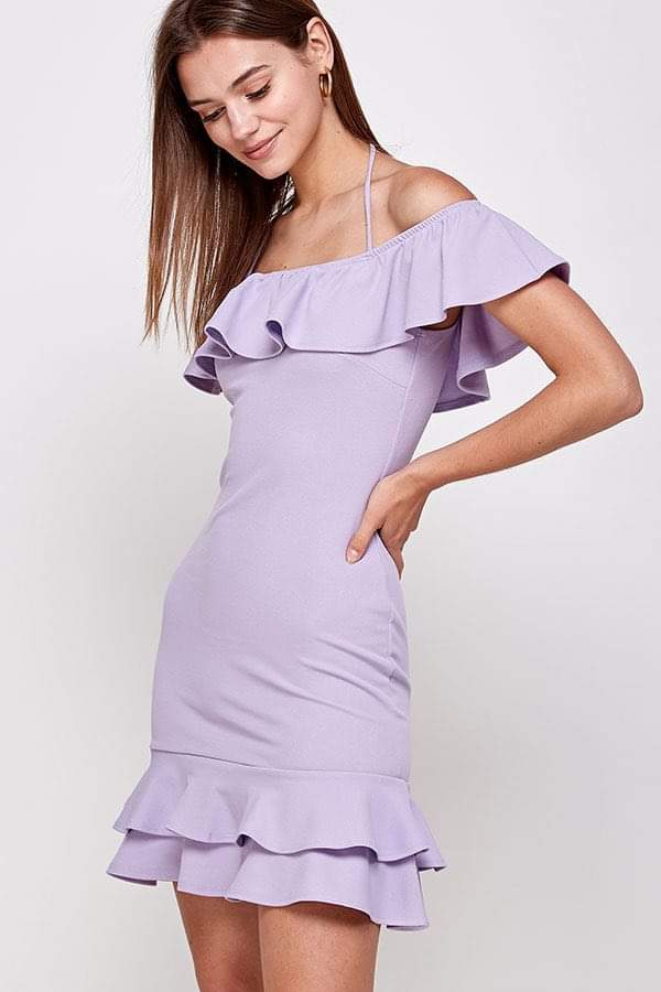 Lilac Ruffle Mini Dress