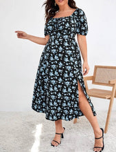 Load image into Gallery viewer, Blue &amp; Black Plus Floral Dress
